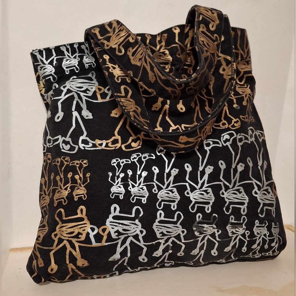 Whatever It Takes Medium Size Black Tote Bag Art By Kayne West, Silver, Gold